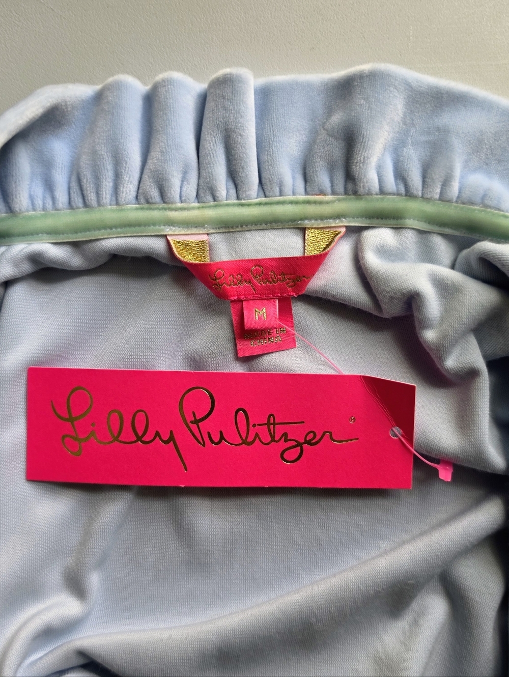 NWT Lilly Pulitzer Pale Blue Velour Jacket & Sweatpant Set - Picture 7 of 16